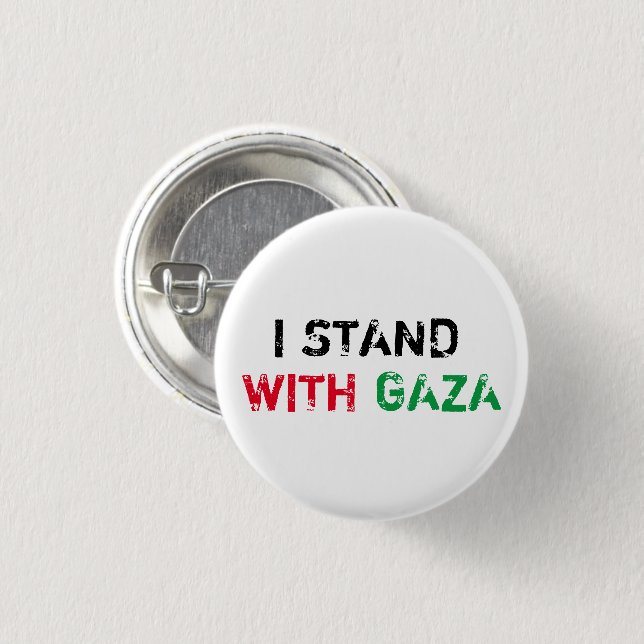 I stand with Gaza grunge distressed typography 3 Cm Round Badge (Front & Back)