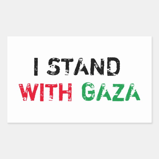 I stand with Gaza grunge distressed typography Rectangular Sticker (Front)