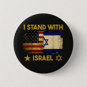 I Stand with Israel America Flag 6 Cm Round Badge