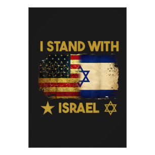 I Stand with Israel America Flag Photo Print