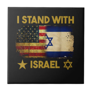 I Stand with Israel America Flag Tile