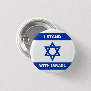 I Stand with Israel blue white Israel flag custom  3 Cm Round Badge