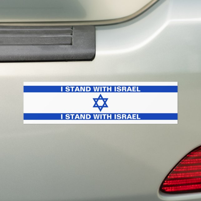 I stand with Israel blue white Israel flag custom Bumper Sticker (On Car)