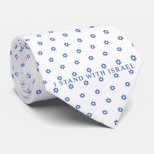 I Stand With Israel Blue White Star Of David  Tie