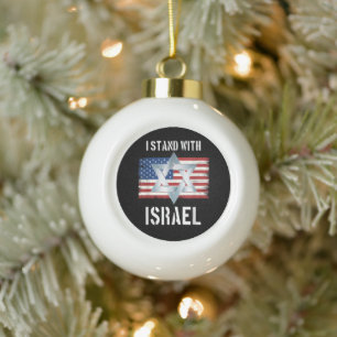 i stand with israel  ceramic ball christmas ornament