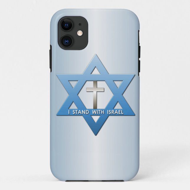 I Stand With Israel Christian Cross Star of David Case-Mate iPhone Case (Back)