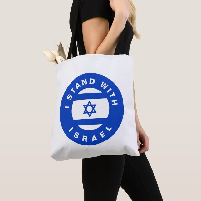I Stand with Israel custom text and flag Tote Bag (Close Up)