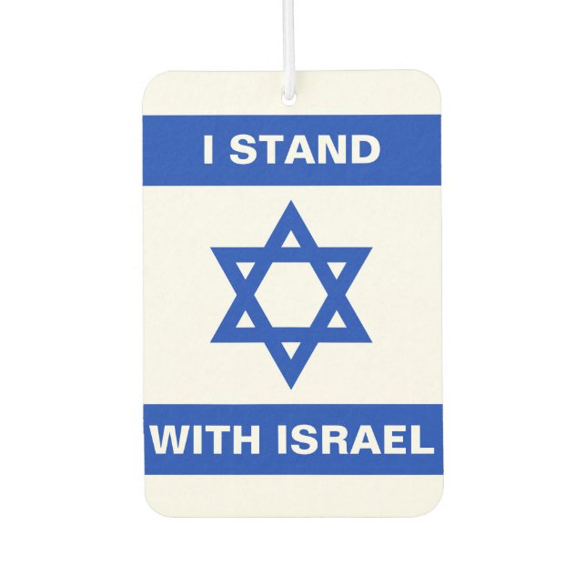 I stand with Israel custom text Israel Flag Car Air Freshener (Front)