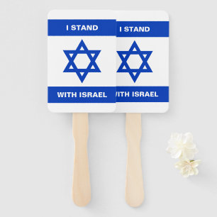 I stand with Israel custom text Israel flag Hand Fan