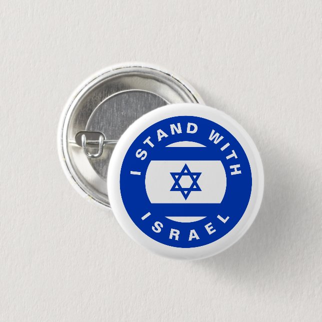 I Stand with Israel flag blue white typography 3 Cm Round Badge (Front & Back)