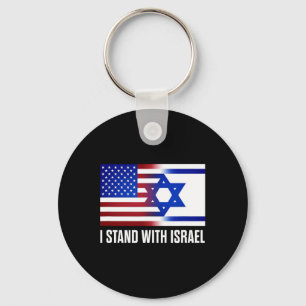 I Stand With Israel Patriotic T Shirt Usa And Isra Key Ring