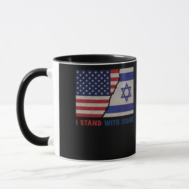 I Stand With Israel Patriotic USA and Israel Flag Mug (Left)