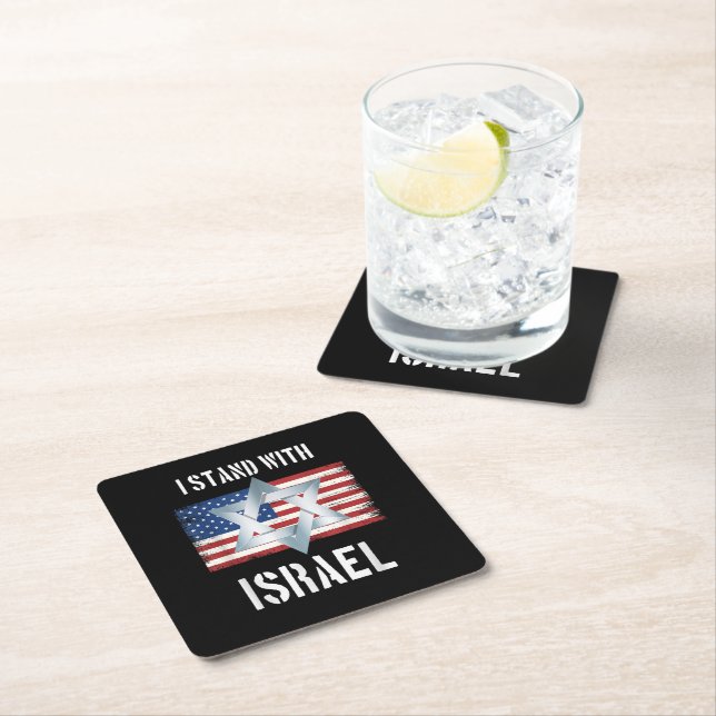 i stand with israel  square paper coaster (Insitu)