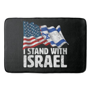 I Stand With Israel USA American Flag Bath Mat