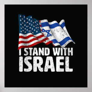 I Stand With Israel USA American Flag Poster