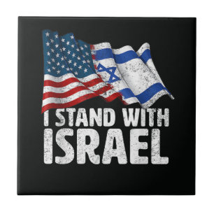 I Stand With Israel USA American Flag Tile