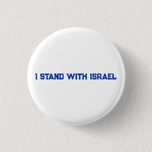 I stand with Israel white blue serif custom text 3 Cm Round Badge
