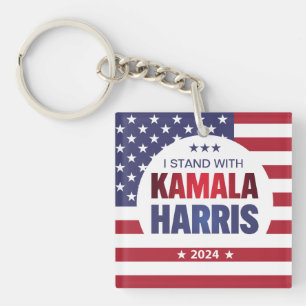 I Stand With Kamala Harris Blue Red 2024 Keychain
