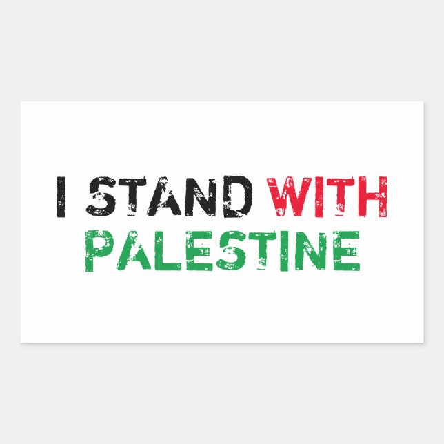 I stand with Palestine black red green typography Rectangular Sticker (Front)