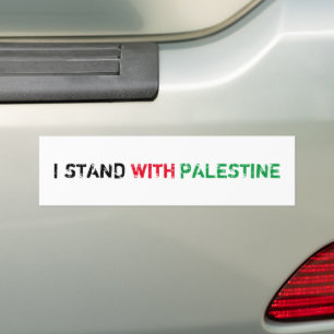 I stand with Palestine black red green white text Bumper Sticker