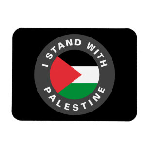 I Stand with Palestine custom text and flag black Magnet