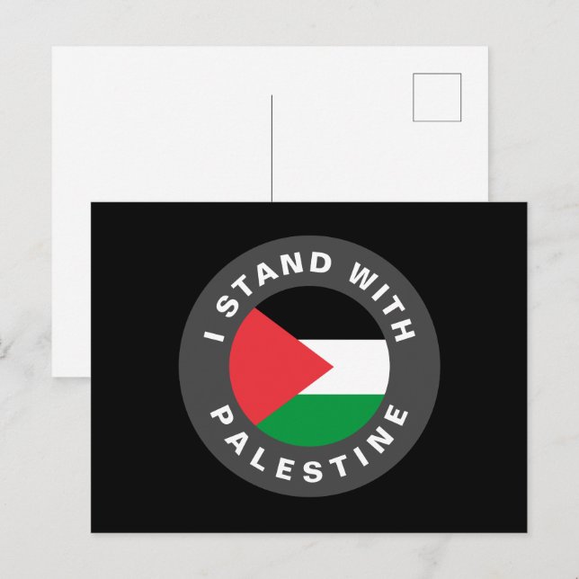I Stand with Palestine custom text and flag black Postcard (Front/Back)