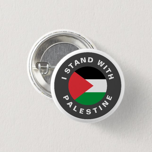 I Stand with Palestine custom text flag 3 Cm Round Badge (Front & Back)
