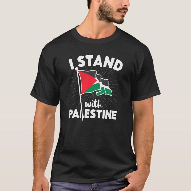 I Stand With Palestine Flag Arabic Freedom Non Dis T-Shirt (Front)