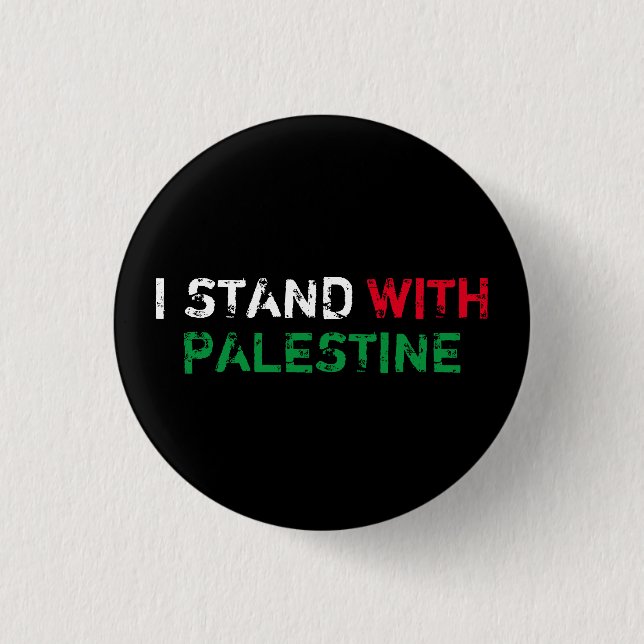 I stand with Palestine white red green typography 3 Cm Round Badge (Front)