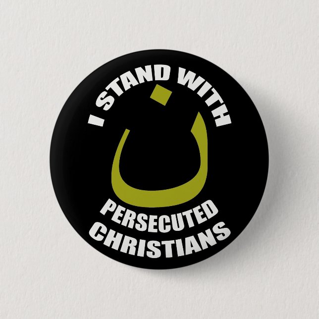 I Stand With Persecuted Christians Arabic Nun 6 Cm Round Badge (Front)
