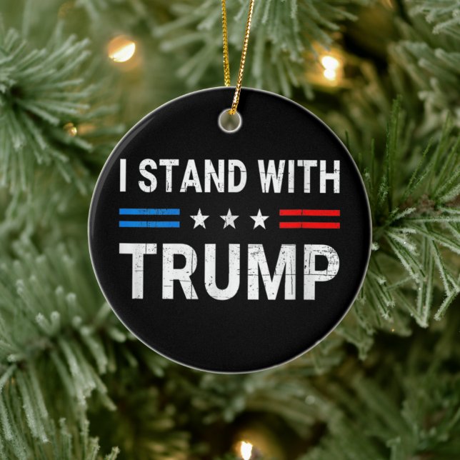  I Stand With Trump American Flag Ceramic Tree Decoration (Tree)