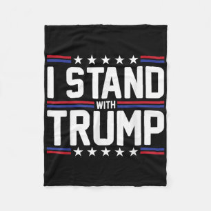 I Stand With Trump American Flag Usa Trump Support Fleece Blanket