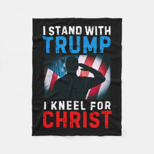 I Stand With Trump Is My President Kneel Jesus Chr Fleece Blanket
