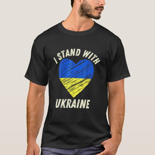 I Stand With U Kraine Women Men Kids Ukrainian Fla T-Shirt (Front)