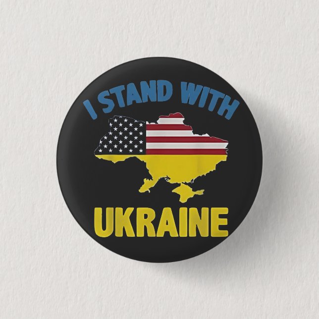 I Stand with Ukraine  3 Cm Round Badge (Front)