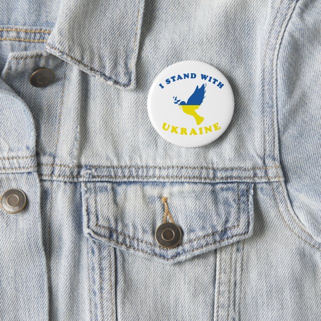 I Stand With Ukraine 6 Cm Round Badge (In Situ)