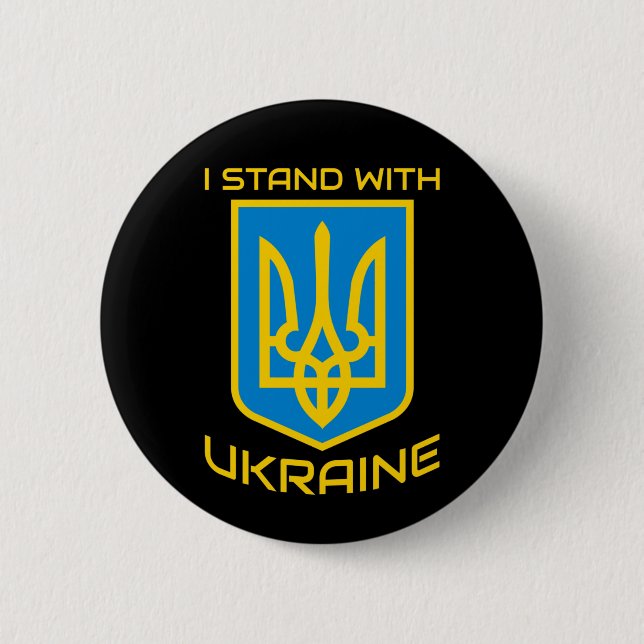 I Stand With Ukraine 6 Cm Round Badge (Front)