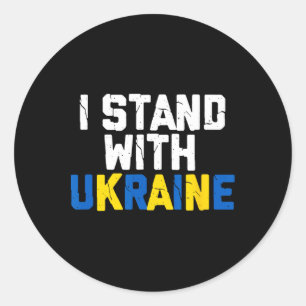 I Stand With Ukraine Ally Friend Ukraine Flag Colo Classic Round Sticker