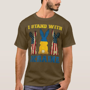 I Stand With Ukraine American Flag Bunny Easter Da T-Shirt