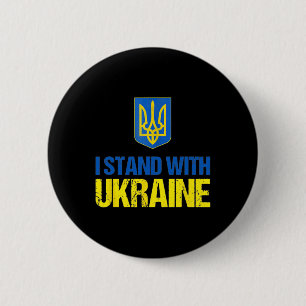 I Stand With Ukraine American Support Ukrainian Fl 6 Cm Round Badge