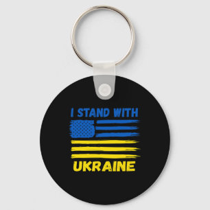 I Stand With Ukraine Blue And Yellow Usa Flag Ukra Key Ring