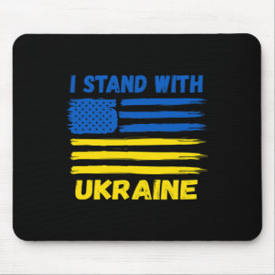 I Stand With Ukraine Blue And Yellow Usa Flag Ukra Mouse Mat