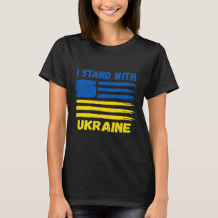 I Stand With Ukraine Blue And Yellow Usa Flag Ukra T-Shirt