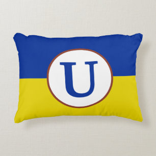 I stand with Ukraine blue yellow flag monogram Decorative Cushion