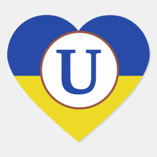 I stand with Ukraine blue yellow flag monogram Heart Sticker