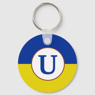 I stand with Ukraine blue yellow flag monogram Key Ring