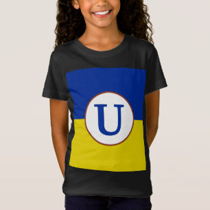I stand with Ukraine blue yellow flag monogram T-Shirt