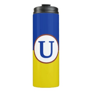 I stand with Ukraine blue yellow flag monogram Thermal Tumbler