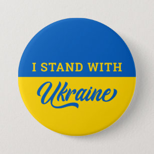 I Stand With Ukraine Blue Yellow Flag Ukranian  7.5 Cm Round Badge