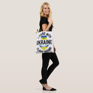 I STAND WITH UKRAINE BLUE YELLOW TOTE BAG
